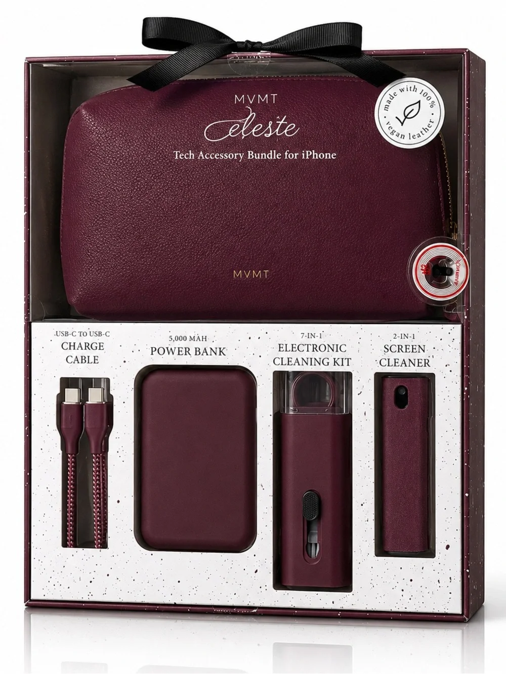 NWT MVMT Celeste iPhone Tech Accessory Bundle Magnetic PowerBanks Burgundy